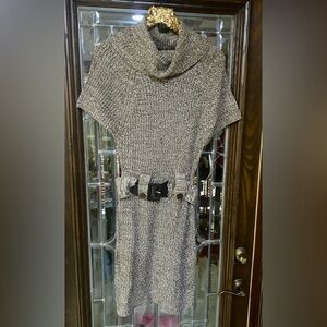 Tiana B Brown Cowl Neck Belted Sweater Dress Size Small NWT Read
